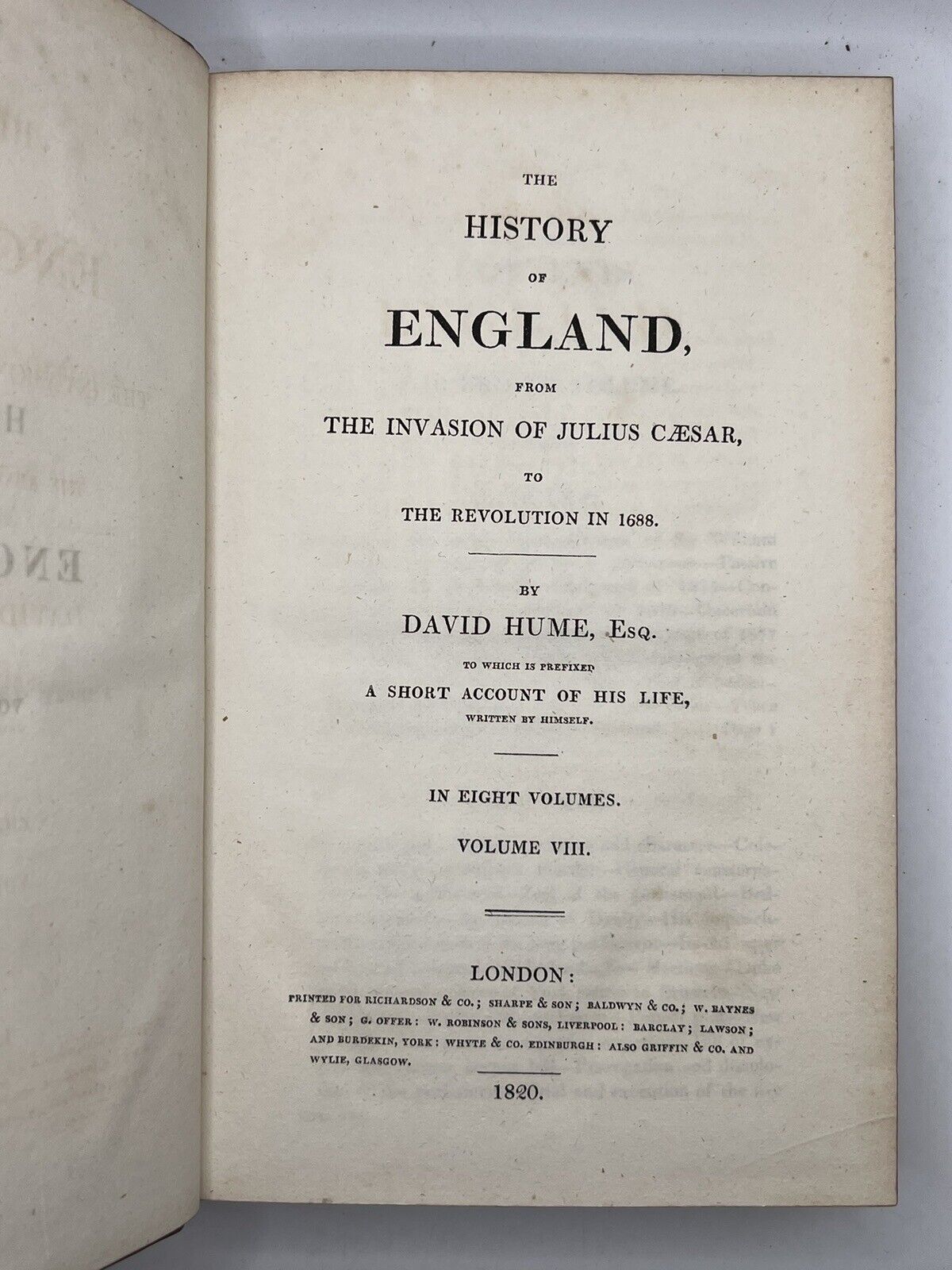 The History of England by David Hume & Tobias Smollett 1820