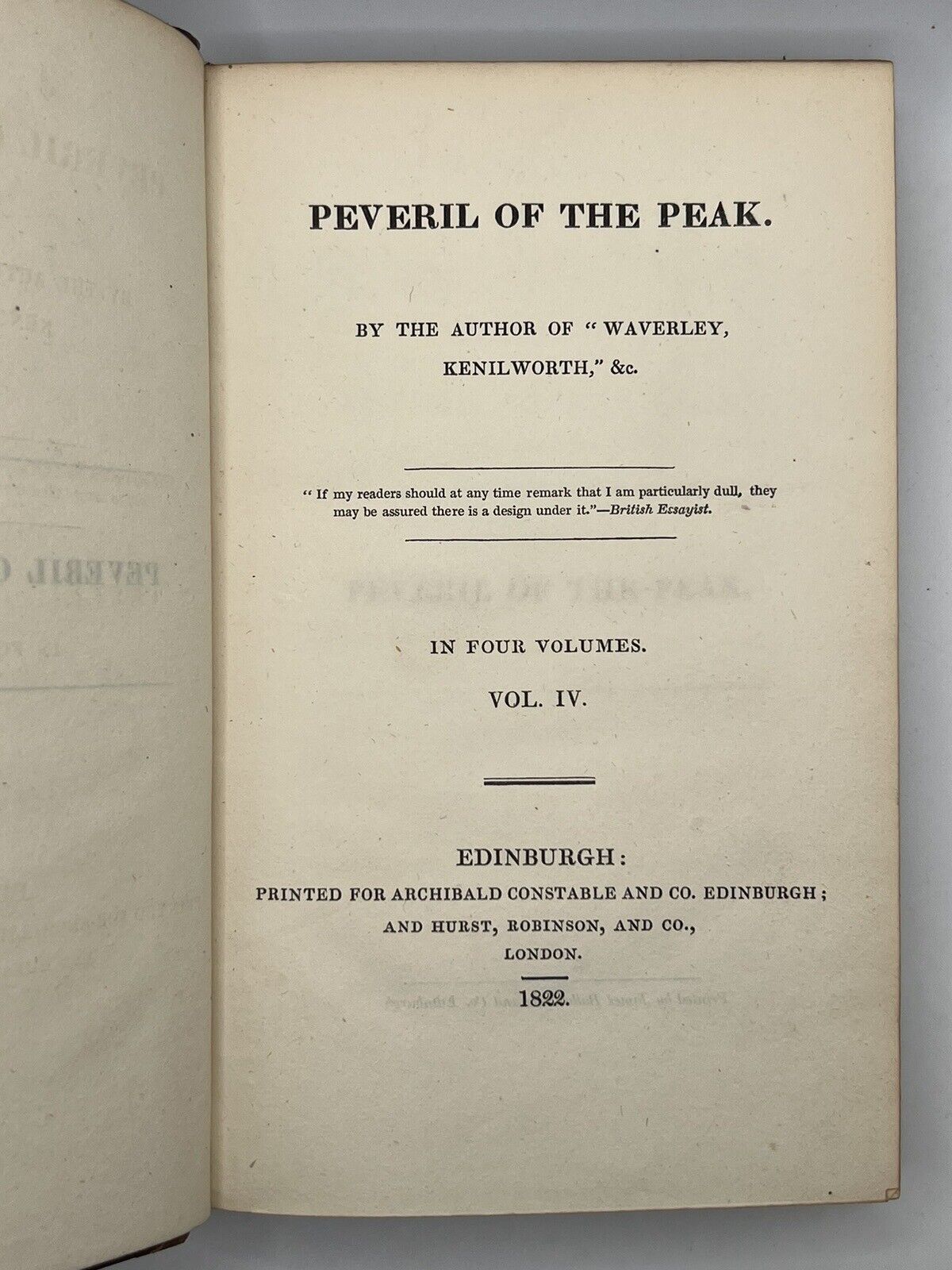 Peveril of the Peak by Sir Walter Scott 1822 First Edition