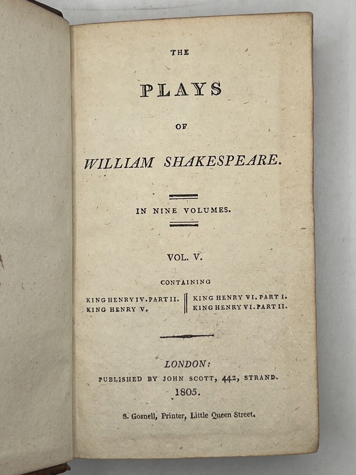 The Plays of William Shakespeare 1805