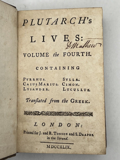 Plutarch's Lives by John Dryden 1749