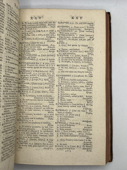 Samuel Johnson's Dictionary 1767 Third Edition