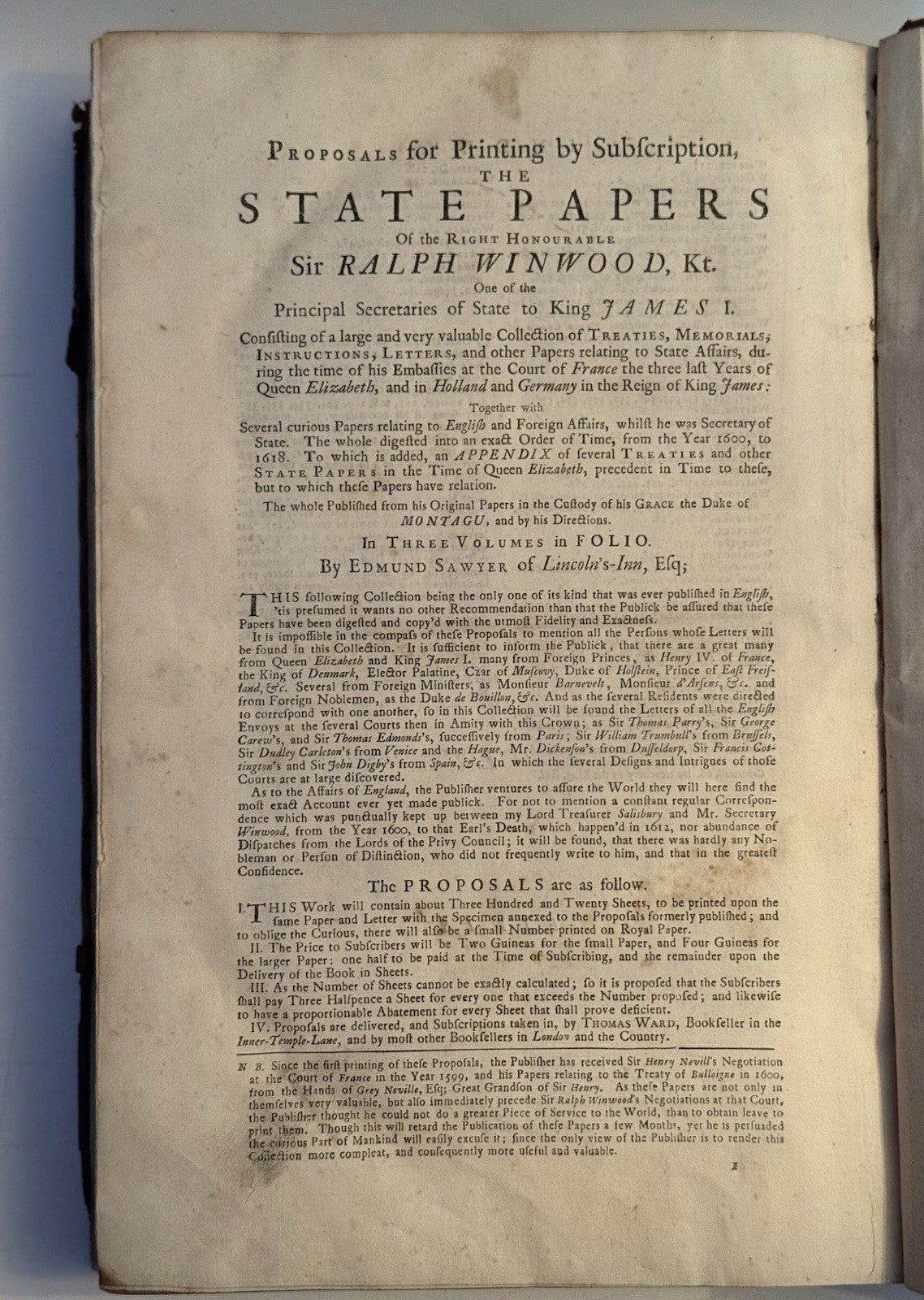 Burnet's History of His Own Time 1724 First Edition