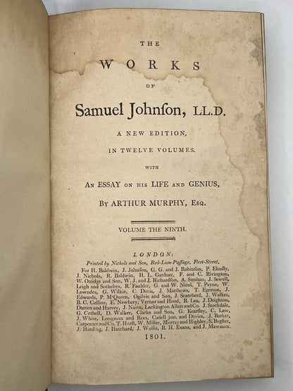 The Works of Samuel Johnson in 12 Vols 1801 The Arthur Murphy Edition