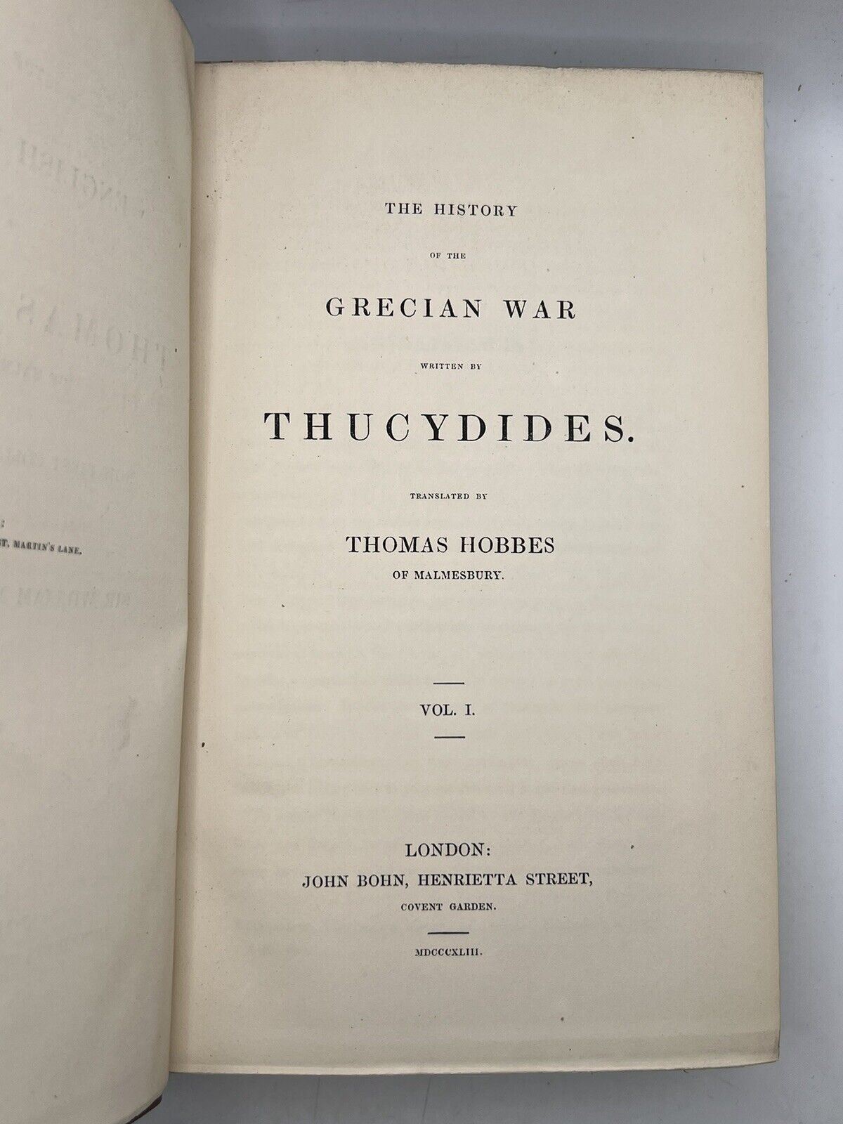 The Works of Thomas Hobbes 1839-45 First Edition In English