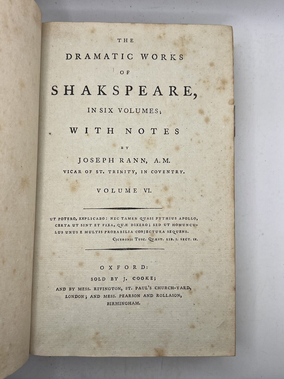 The Works of William Shakespeare 1786 Clarendon Press