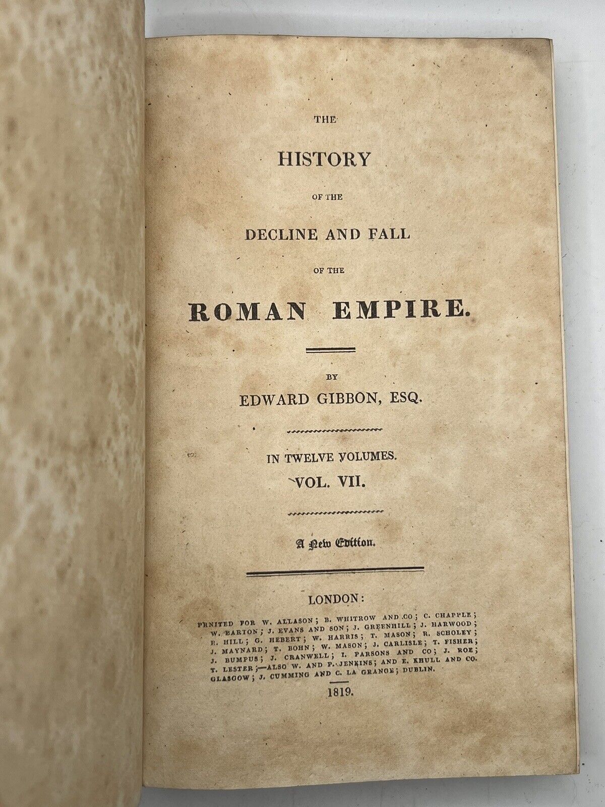 The Decline and Fall of the Roman Empire by Edward Gibbon 1819 in 12 Volumes