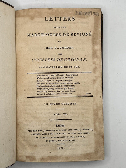 The Letters from the Marchioness de Sevigne to Her Daughter 1801