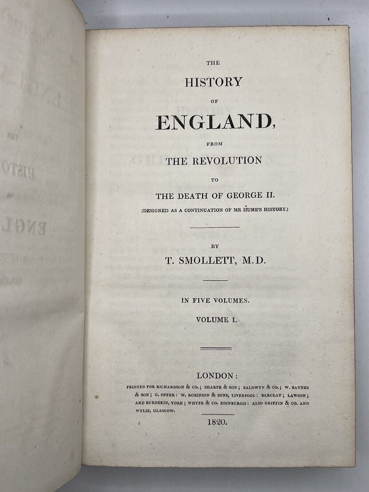 The History of England by David Hume & Tobias Smollett 1820