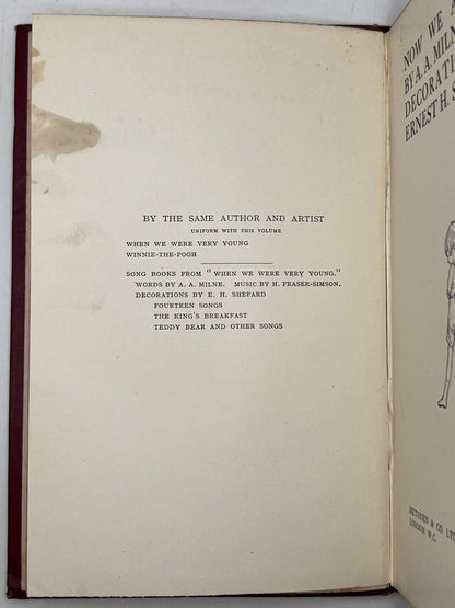 Now We Are Six by A. A. Milne 1927 First Edition First Impression