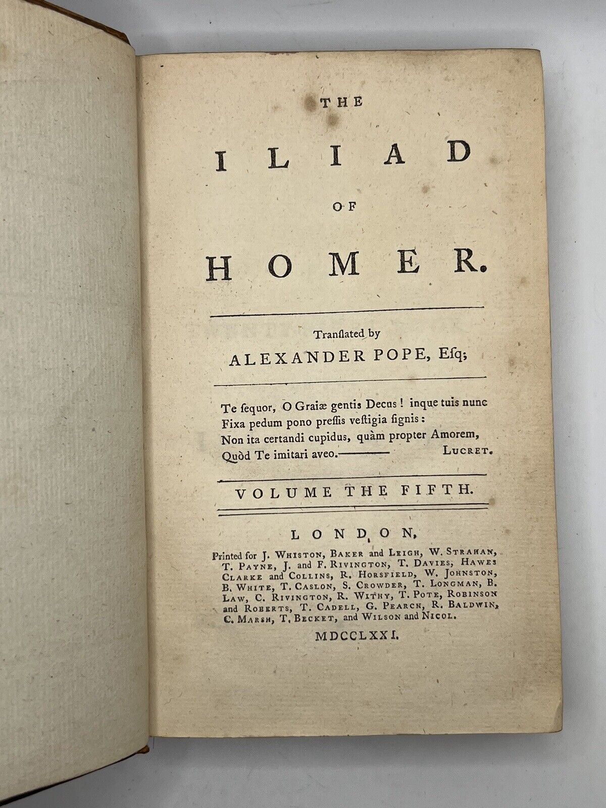 Homer's Iliad and Odyssey 1771 Alexander Pope Edition