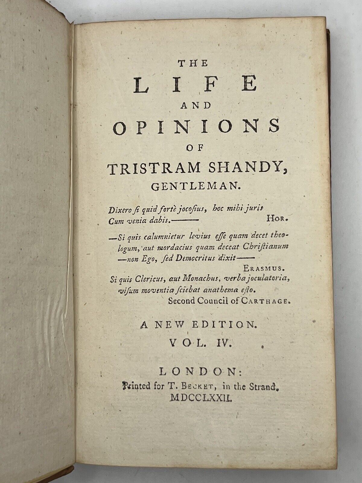 The Life and Opinions of Tristram Shandy by Laurence Sterne 1773