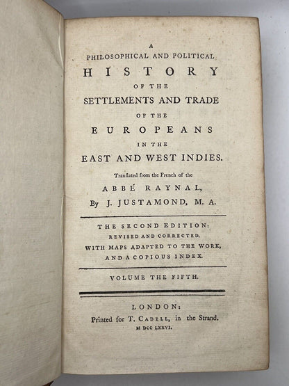 History of the Indies & North America by Raynal 1776