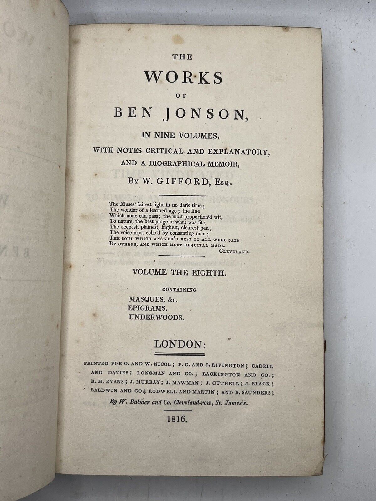 The Works of Ben Jonson 1816