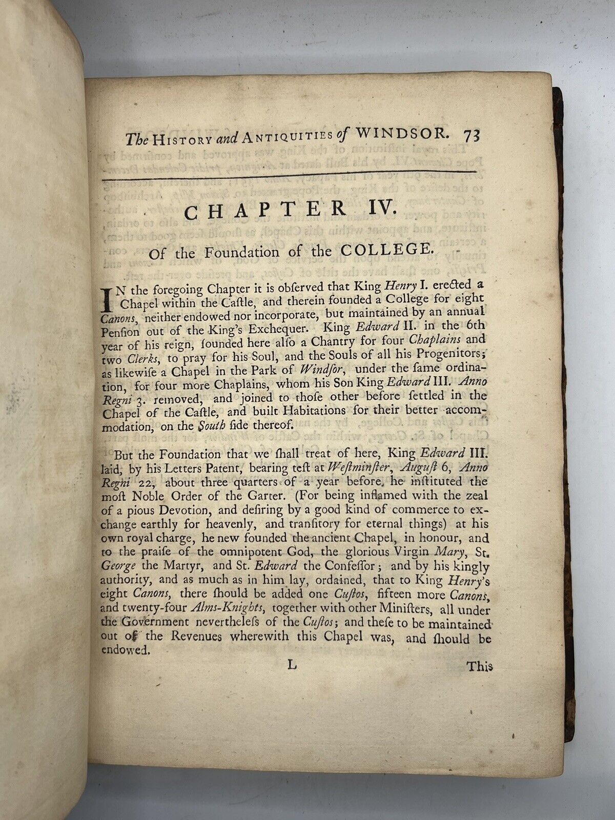 The History and Antiquities of Windsor Castle 1749 First Edition