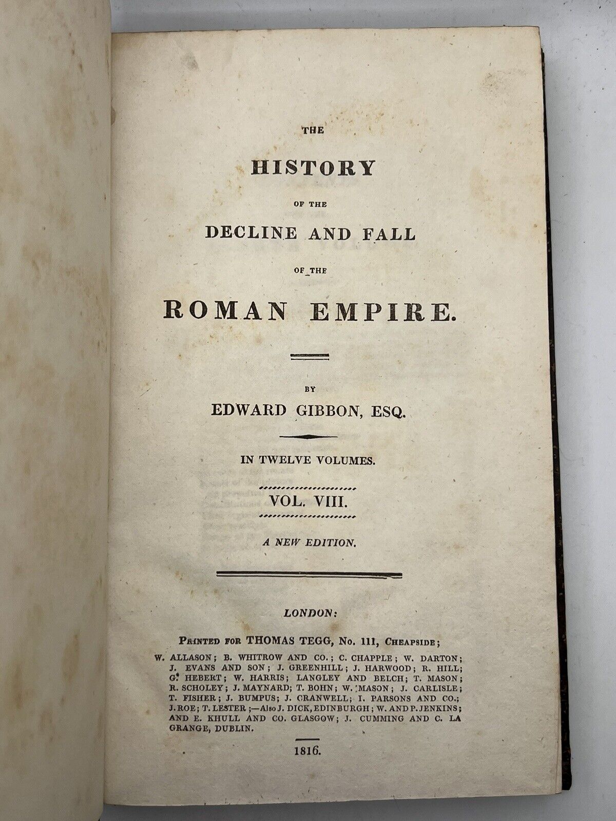 The Decline and Fall of the Roman Empire by Edward Gibbon 1816