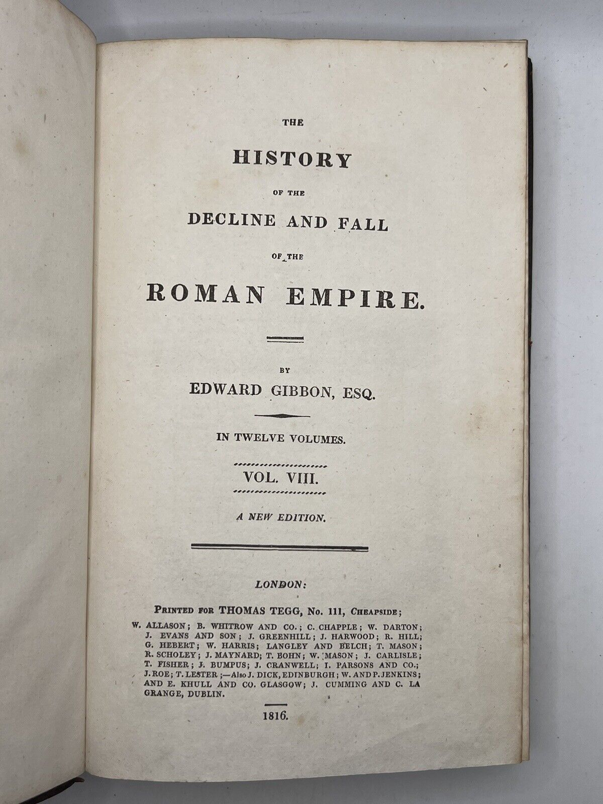 The Decline and Fall of the Roman Empire by Edward Gibbon 1816