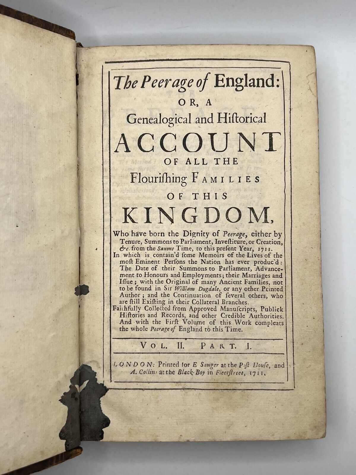 The Peerage of England by Arthur Collins 1710-11