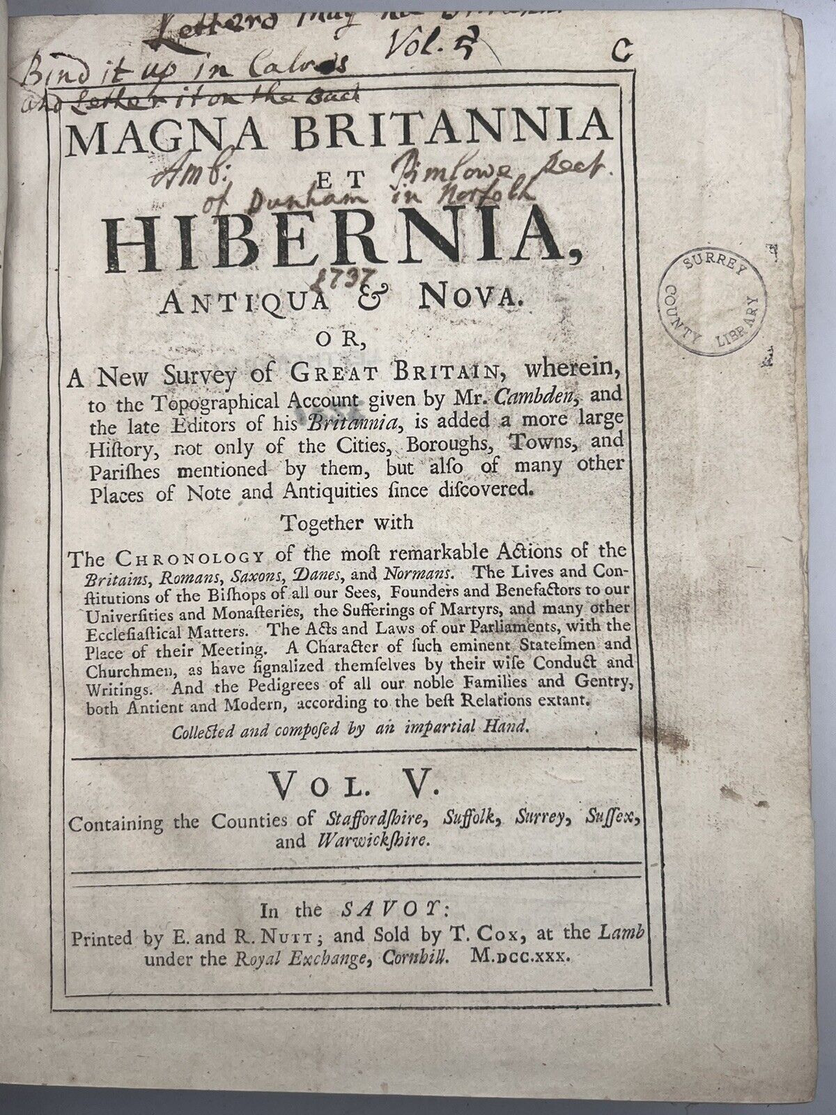 Magna Brittania 1720-31 First Edition