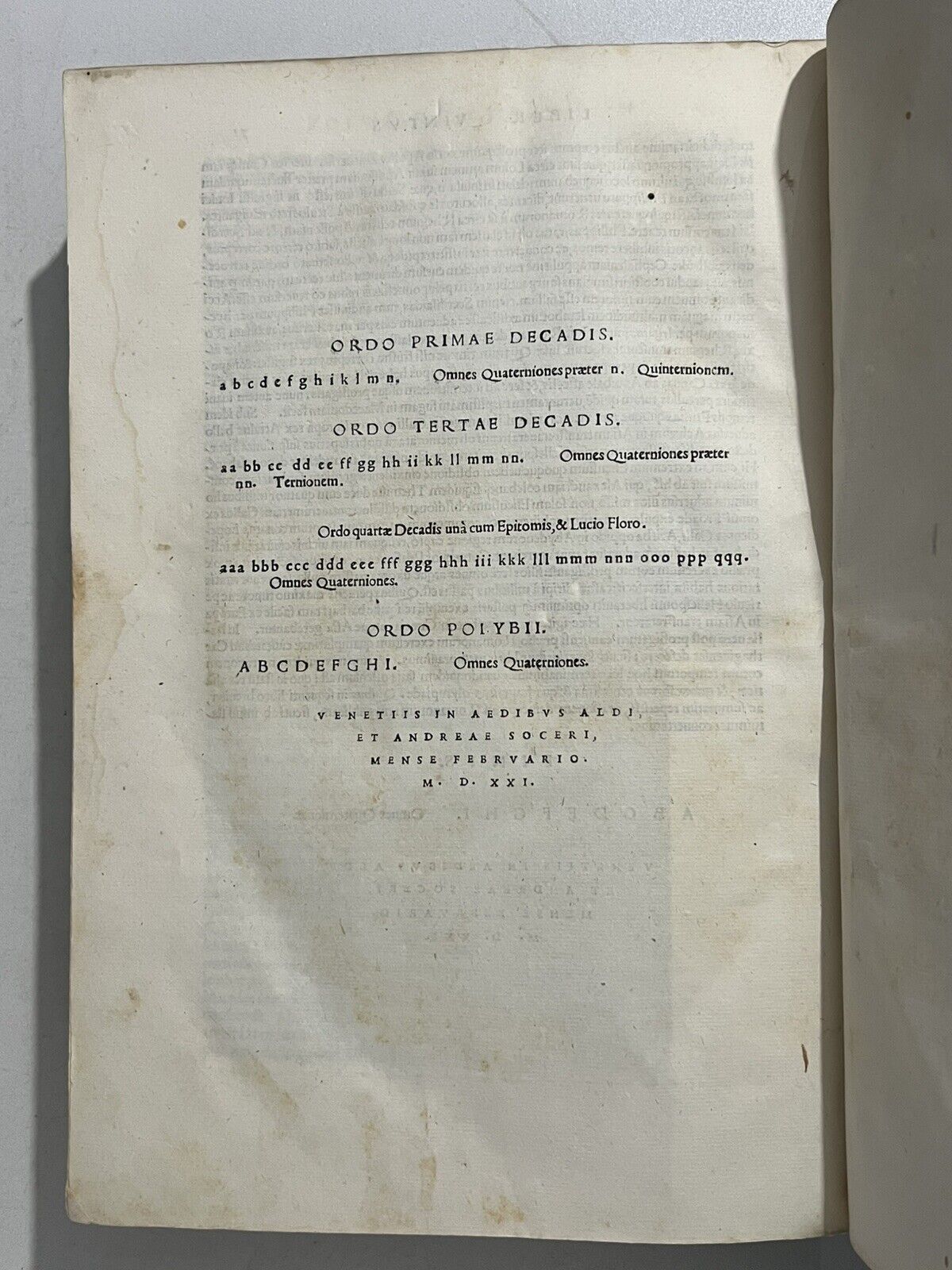 Livy & Polybius 1520-21 First Folio Aldine Press