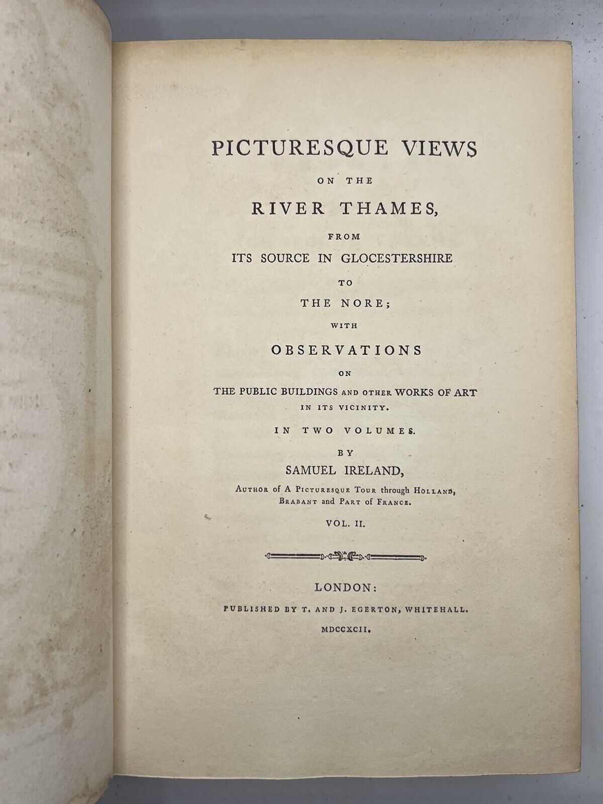 Picturesque Views on the River Thames  by Samuel Ireland 1792 First Edition