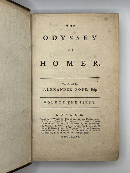 Homer's Iliad and Odyssey 1771 Alexander Pope Edition