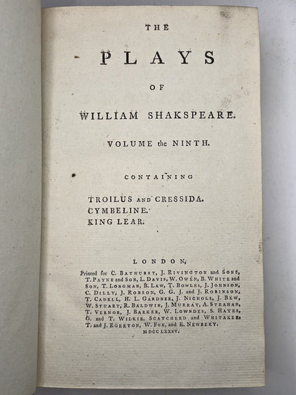 The Plays of William Shakespeare 1785 Samuel Johnson Edition