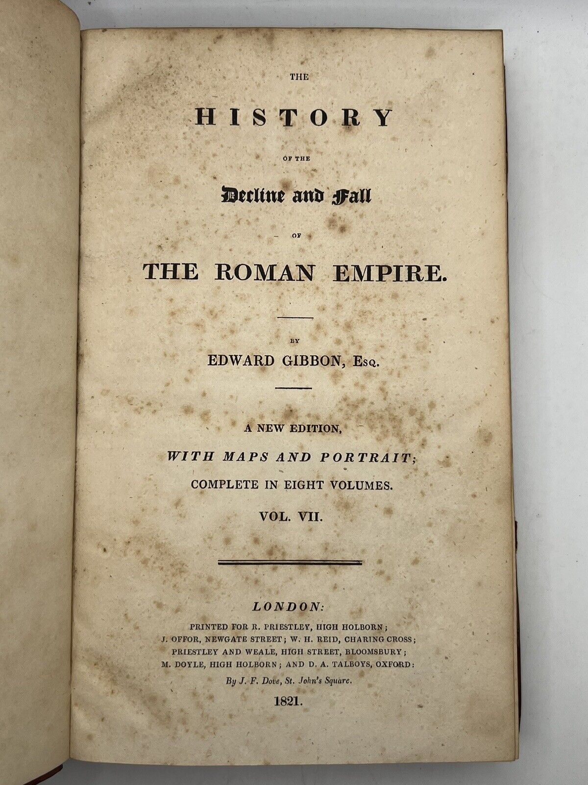 The Decline and Fall of the Roman Empire by Edward Gibbon 1821