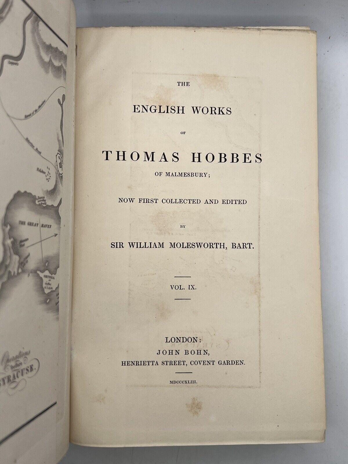 The Works of Thomas Hobbes 1839-45 First Edition In English