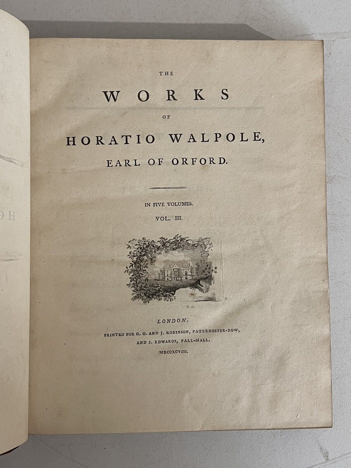 The Works of Horatio Walpole 1798 First Collected Edition