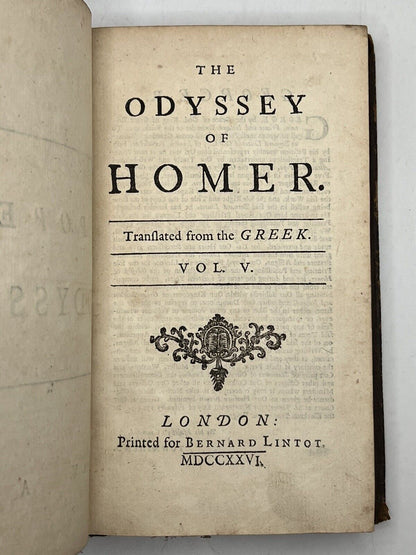 The Odyssey of Homer 1725 Alexander Pope Translation First Edition Thus