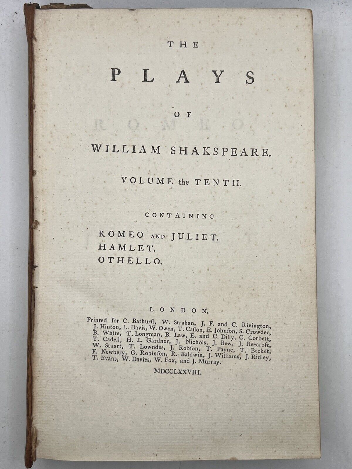 1778 Works of William Shakespeare