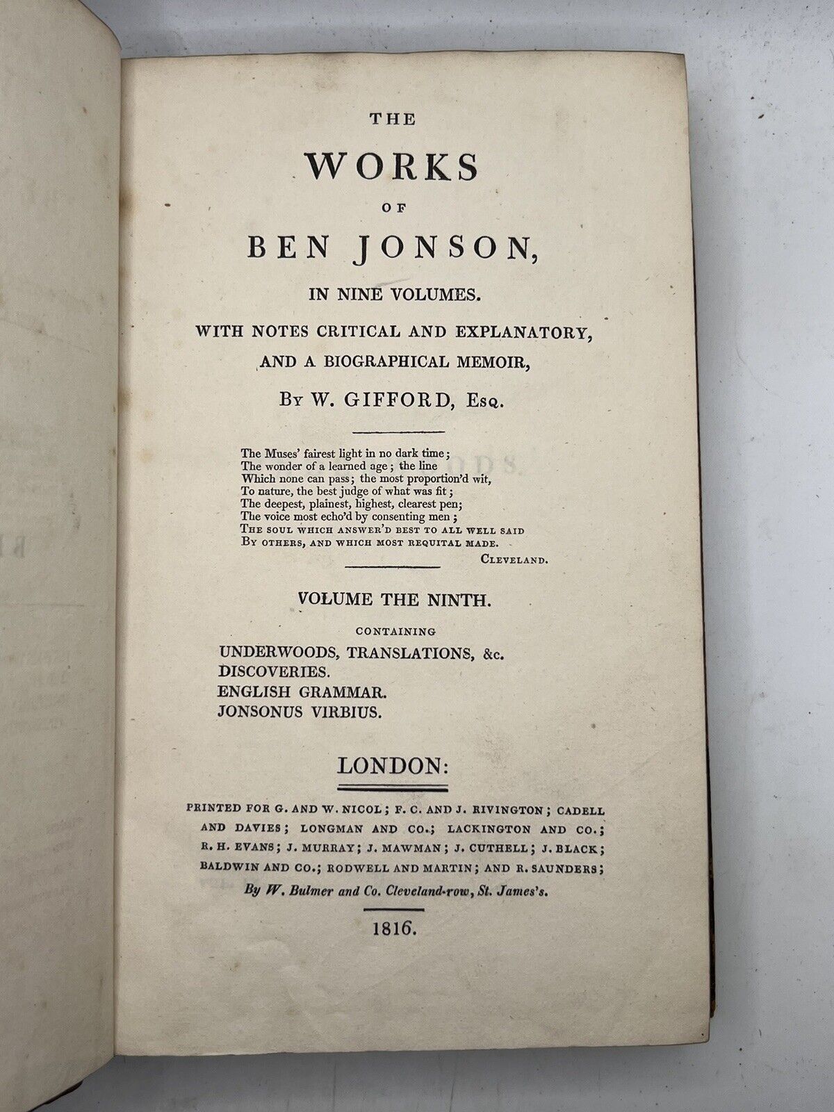 The Works of Ben Jonson 1816