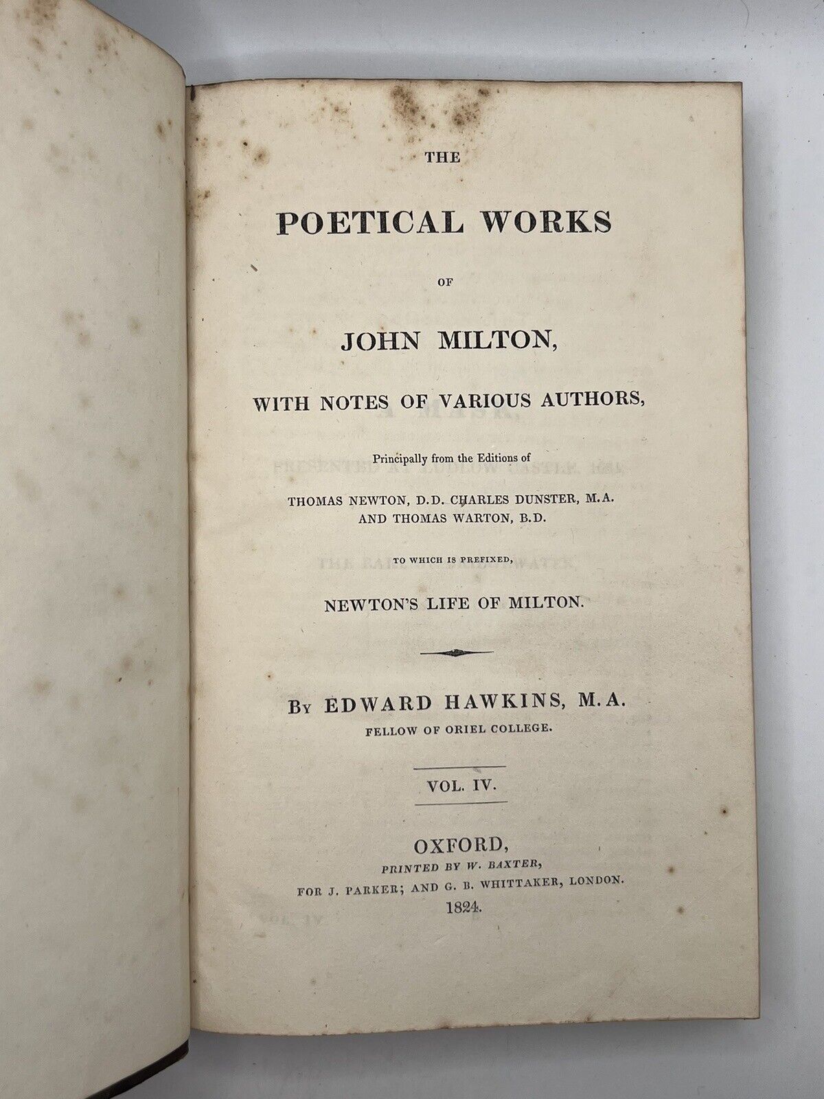 Paradise Lost by John Milton: The Edward Hawkins Edition of 1824