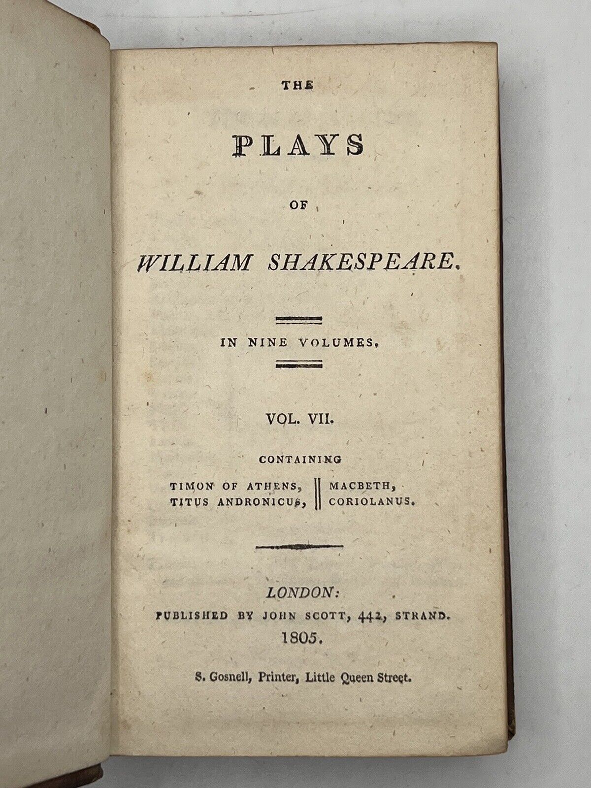 The Plays of William Shakespeare 1805