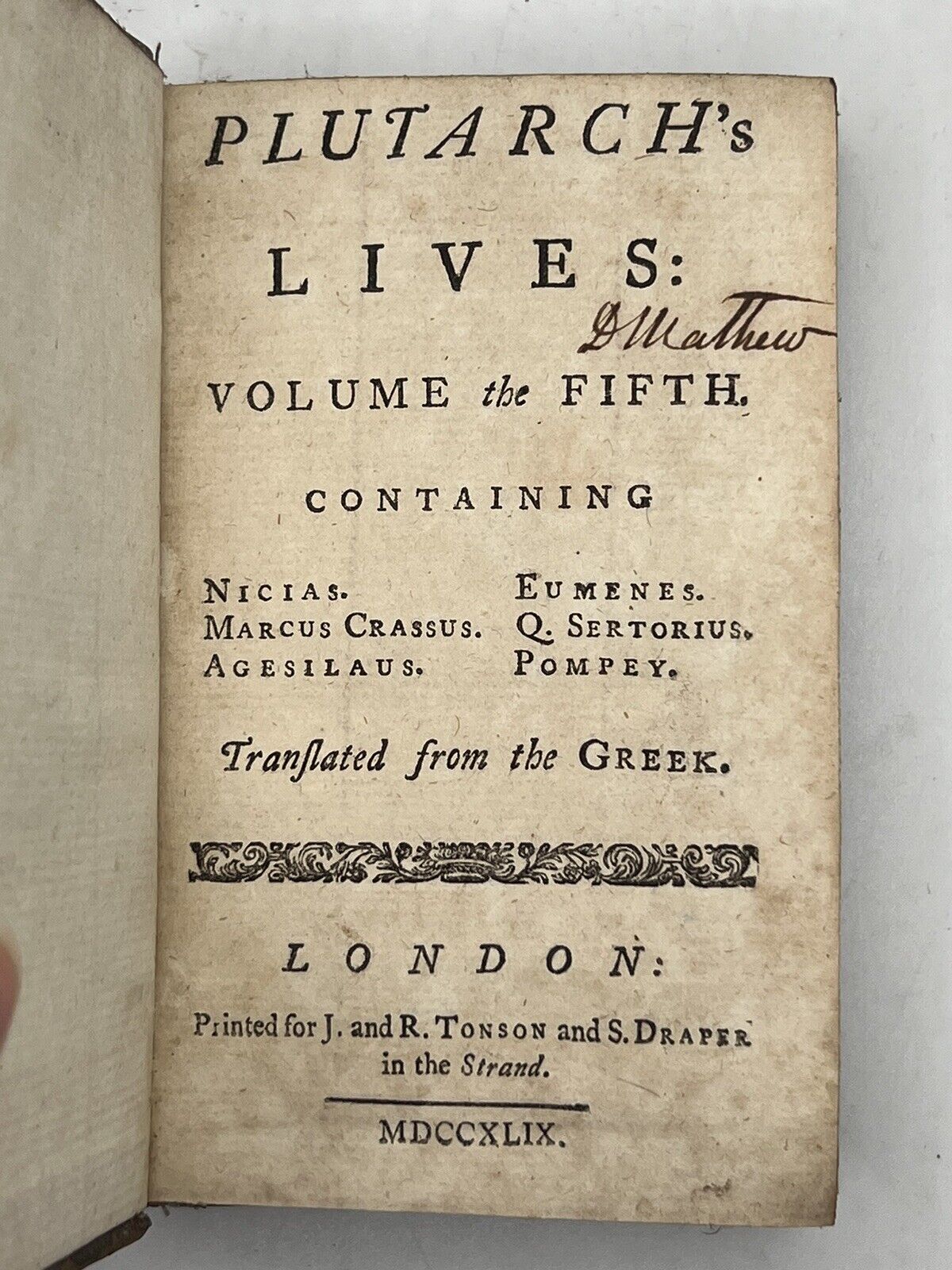 Plutarch's Lives by John Dryden 1749