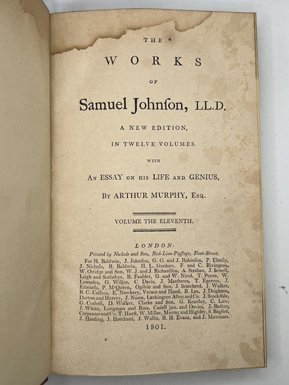 The Works of Samuel Johnson in 12 Vols 1801 The Arthur Murphy Edition