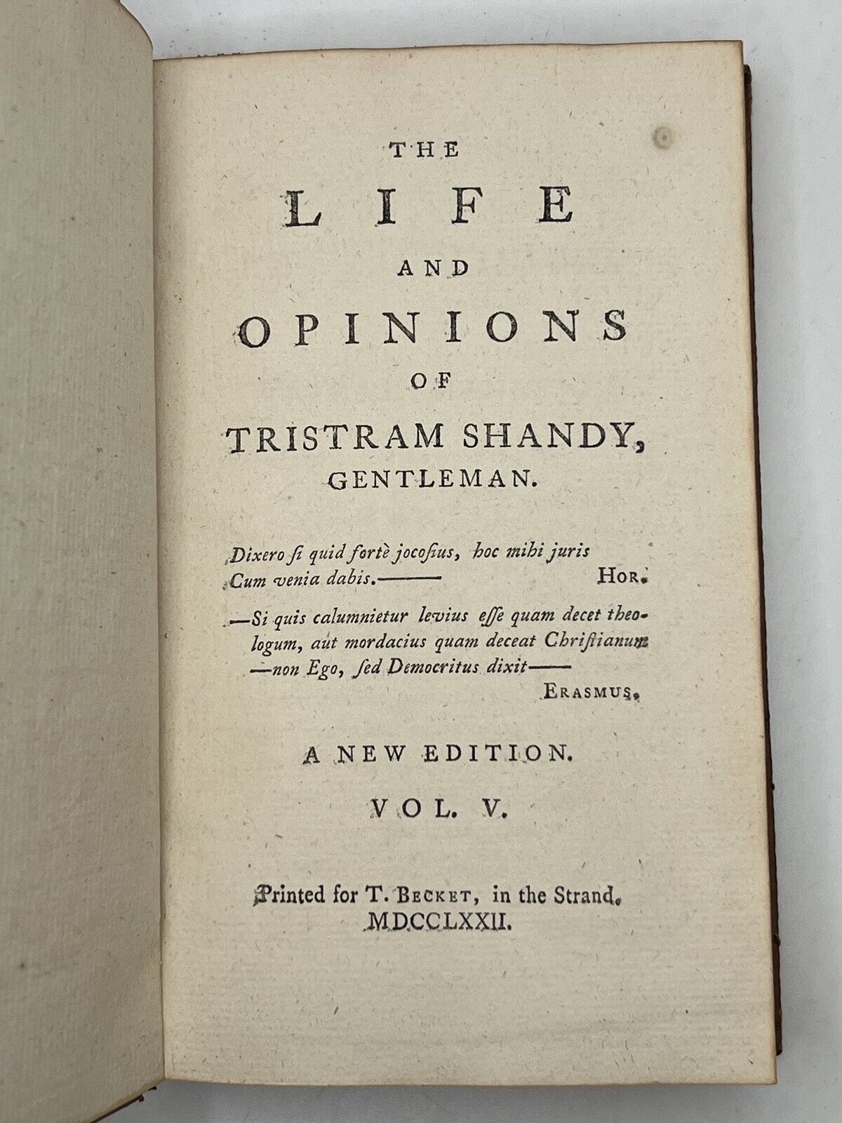 The Life and Opinions of Tristram Shandy by Laurence Sterne 1773