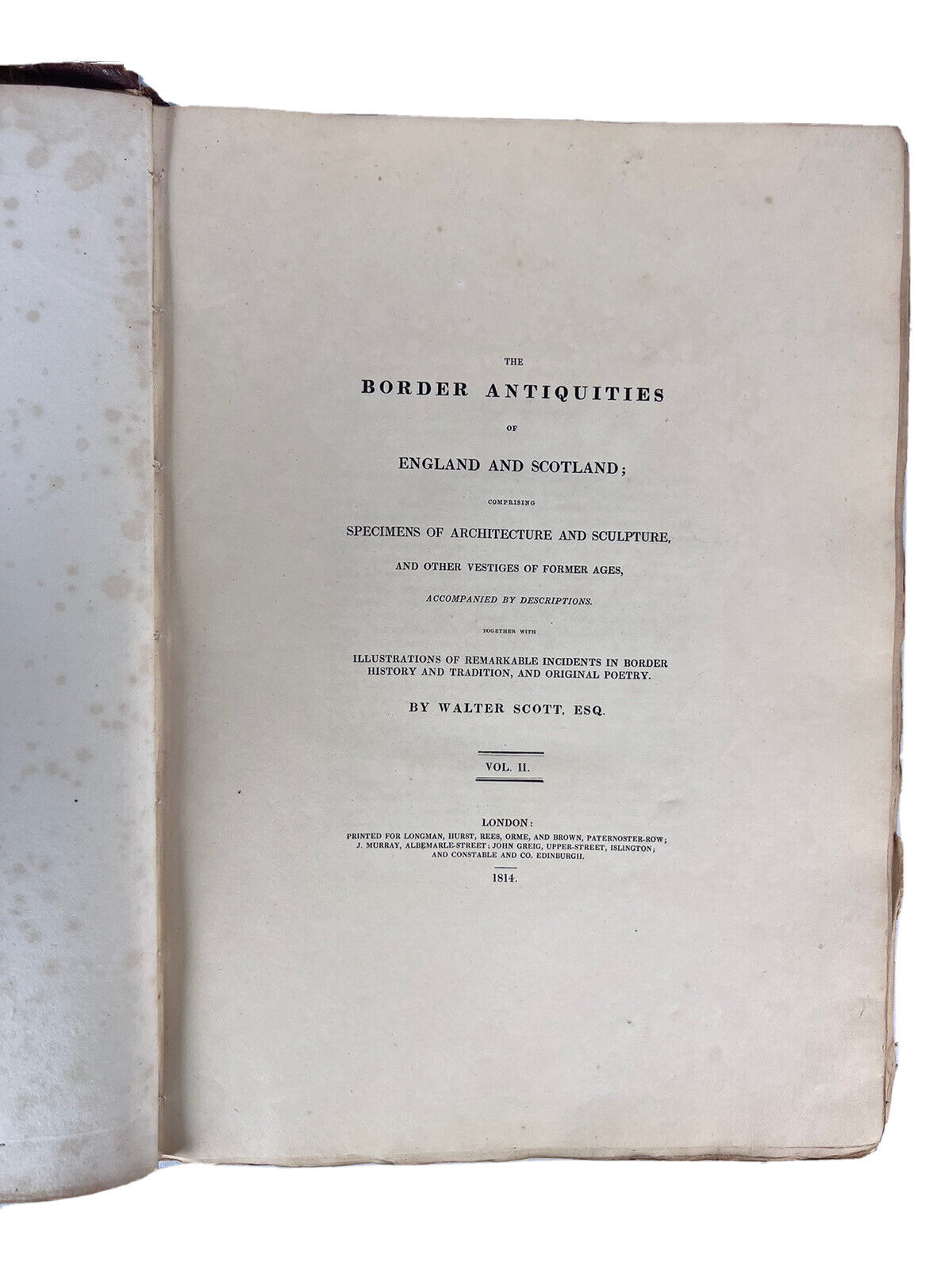 The Border Antiquities of England and Scotland by Walter Scott 1814 First Edition