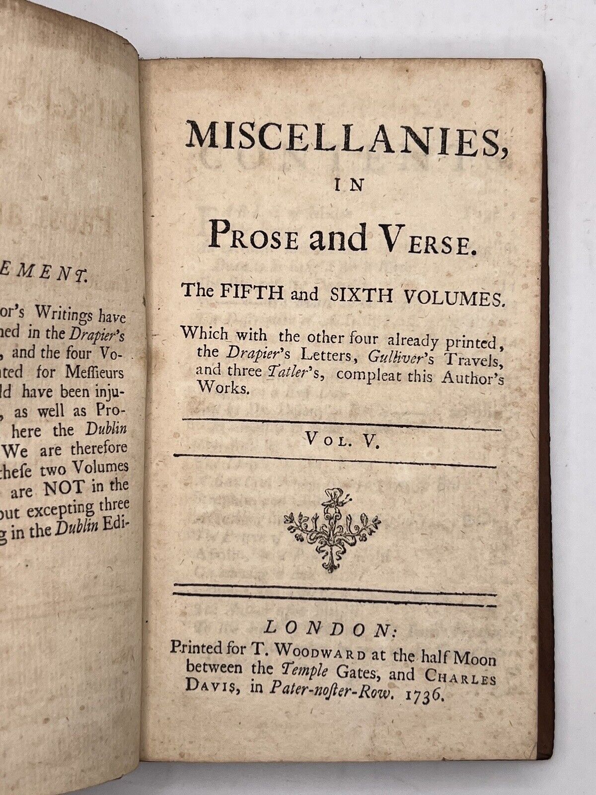 Miscellanies 1736 in Six Volumes Essays, Poems, Verse, Treatise