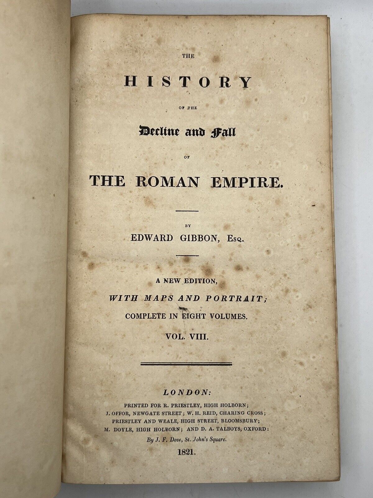 The Decline and Fall of the Roman Empire by Edward Gibbon 1821