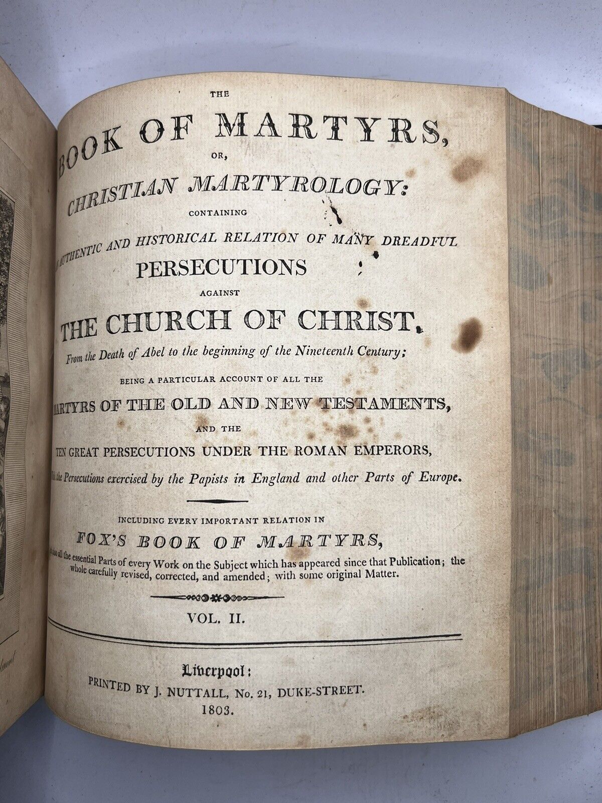 John Foxe's Book of Martyrs, or Christian Martyrology 1803