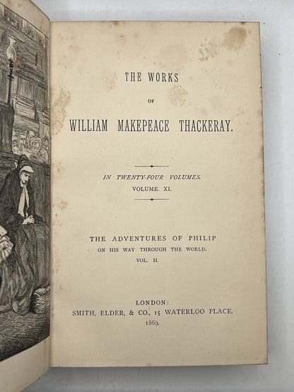 The Works of W.M. Thackeray 1869 First Edition, Bickers Fine Binding