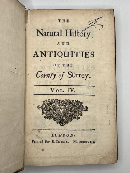 The Natural History and Antiquities of the County of Surrey by John Aubrey 1719