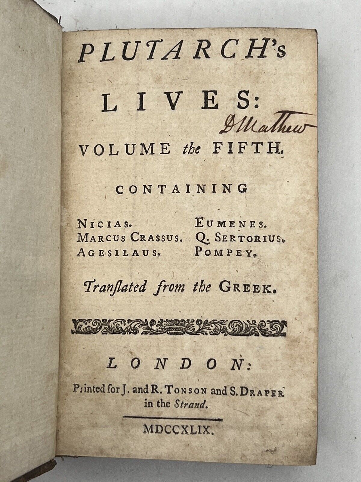 Plutarch's Lives by John Dryden 1749