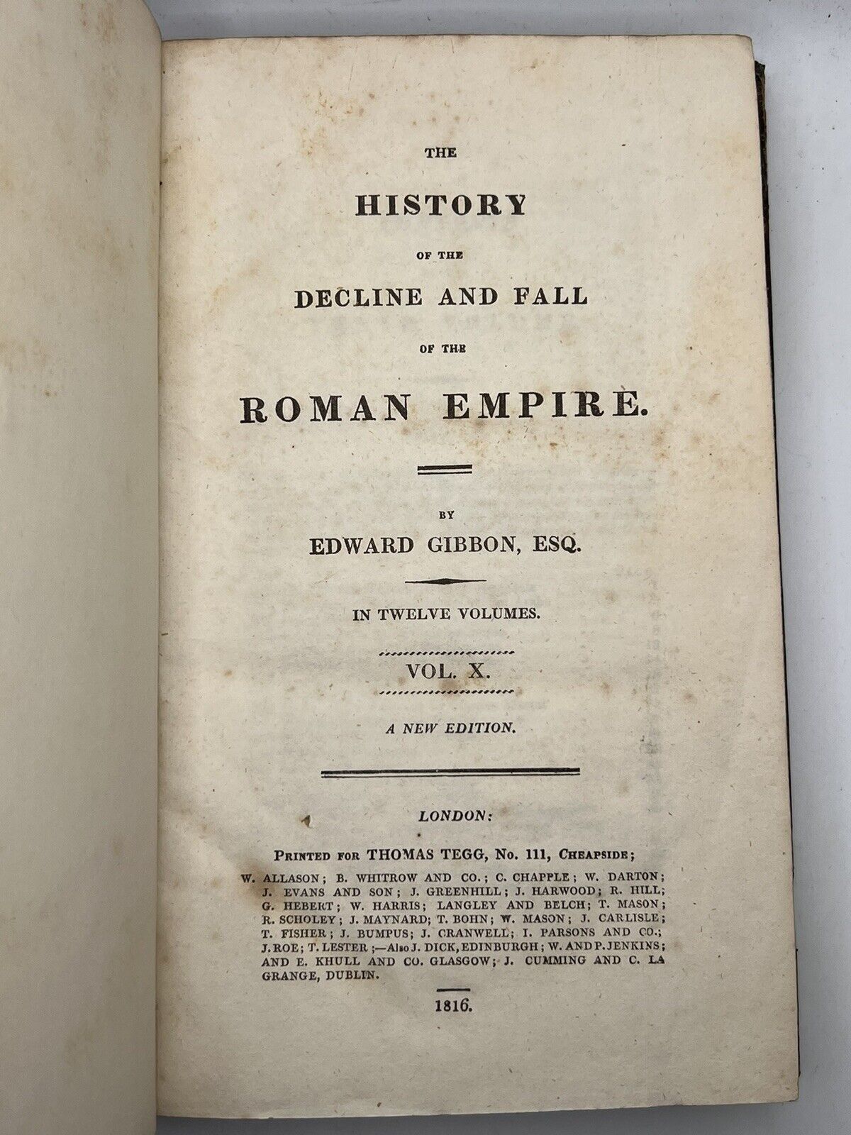 The Decline and Fall of the Roman Empire by Edward Gibbon 1816