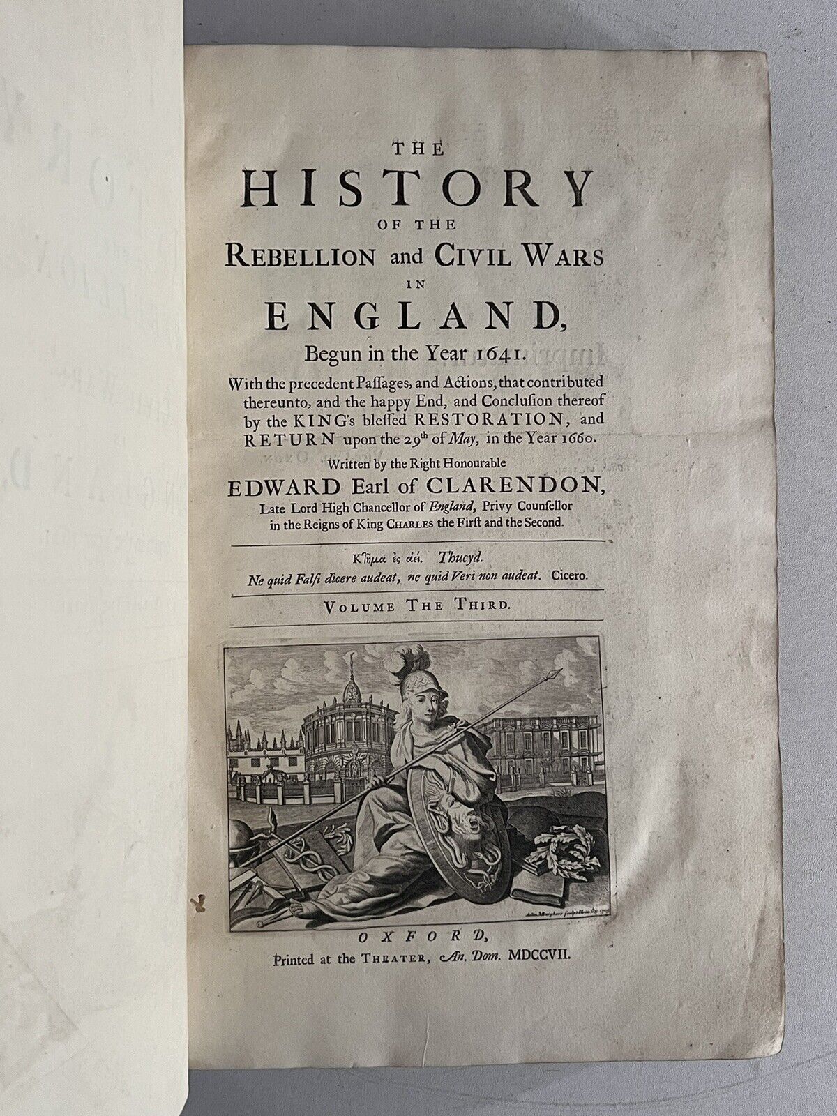 The History of the English Civil War by Edward Clarendon 1707