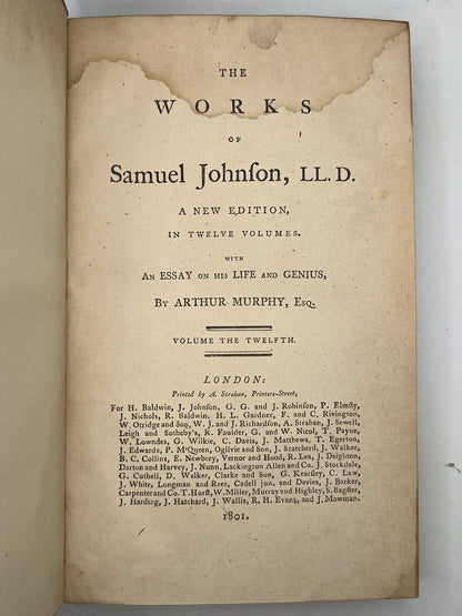 The Works of Samuel Johnson in 12 Vols 1801 The Arthur Murphy Edition