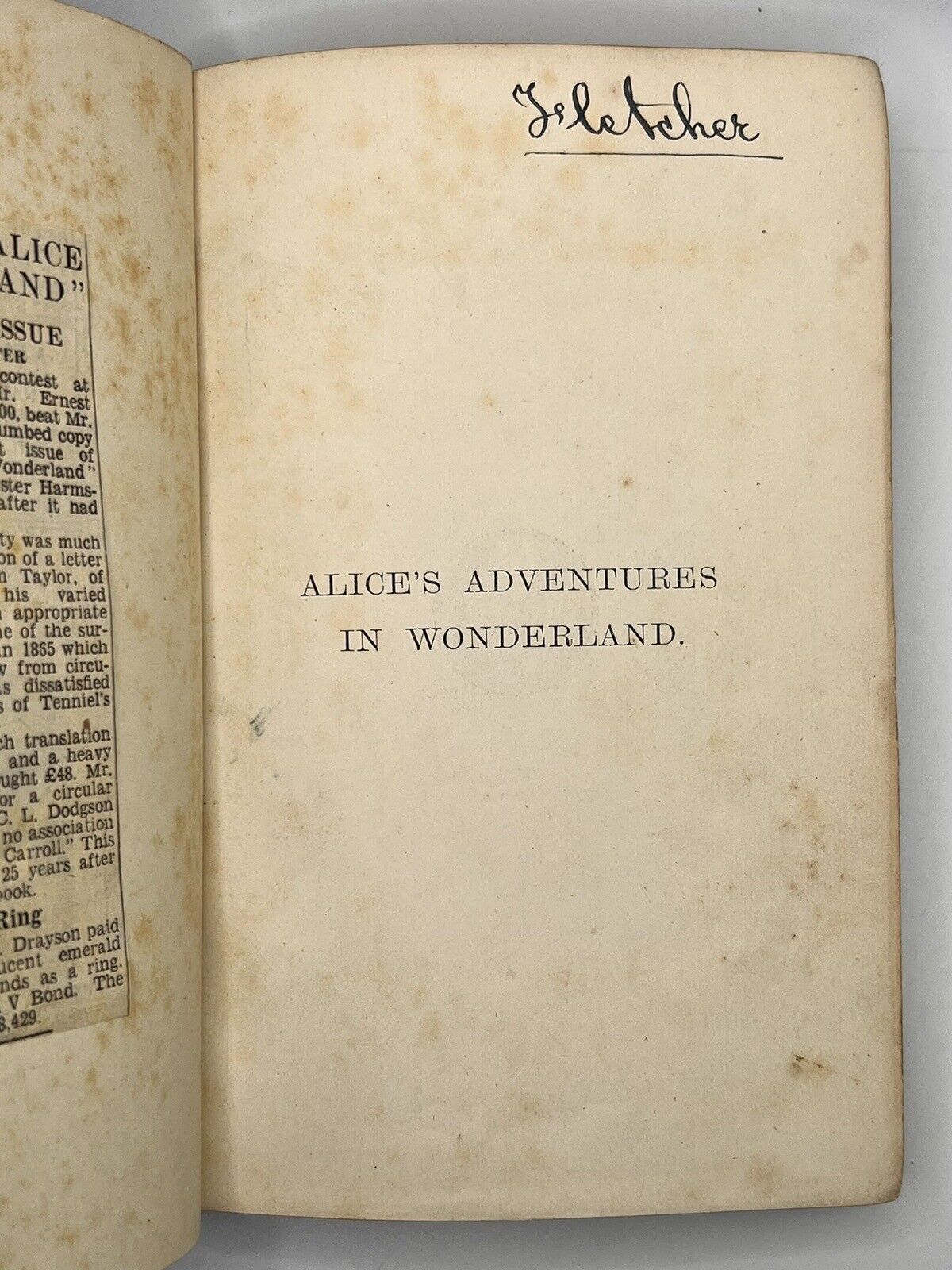 Alice's Adventures in Wonderland by Lewis Carroll 1867 First Edition in Original Cloth