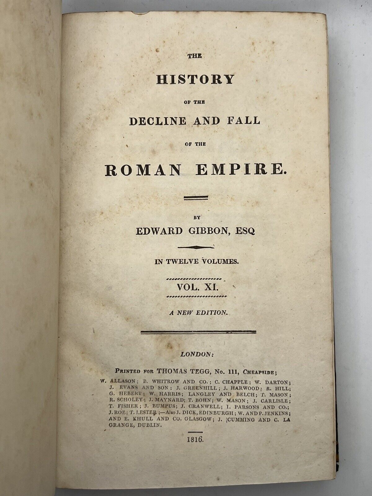 The Decline and Fall of the Roman Empire by Edward Gibbon 1816