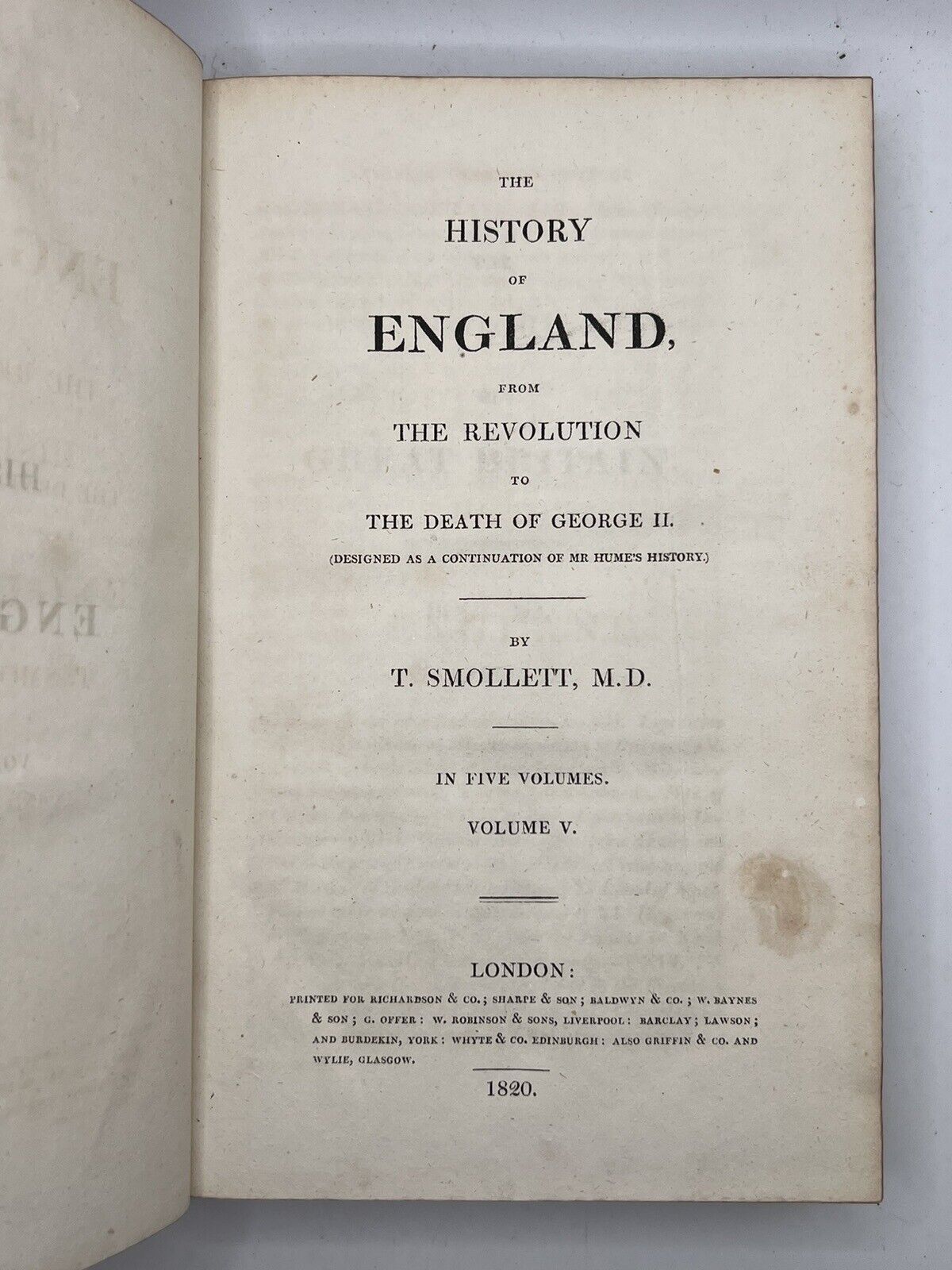 The History of England by David Hume & Tobias Smollett 1820